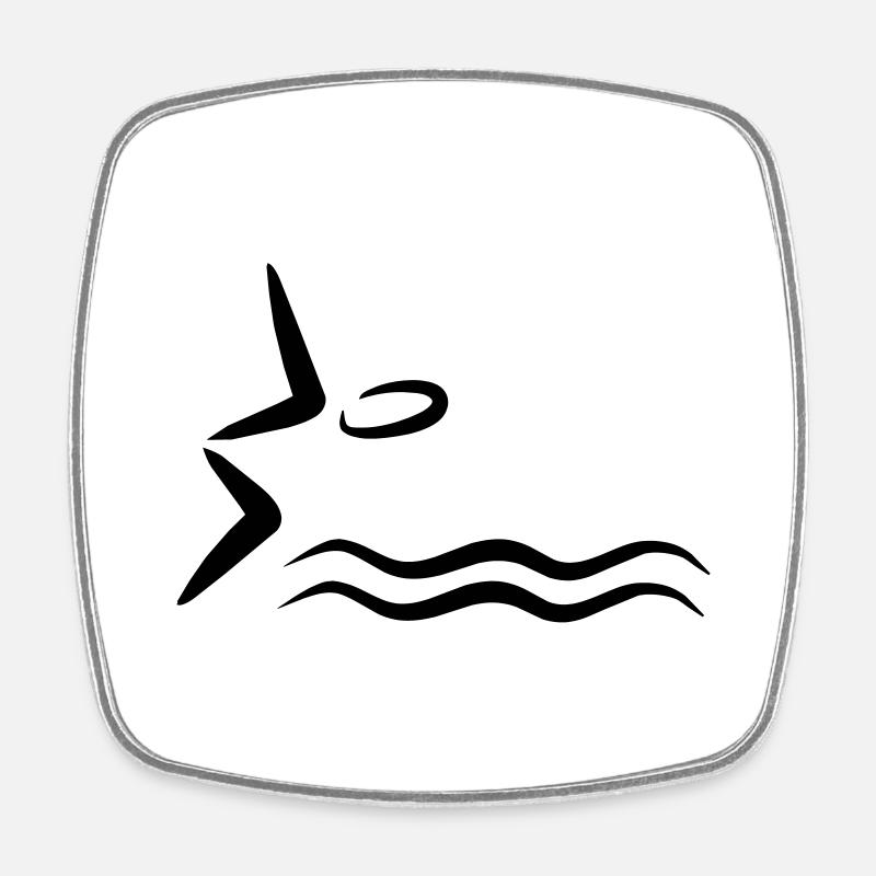 natation - Magnet carré - blanc