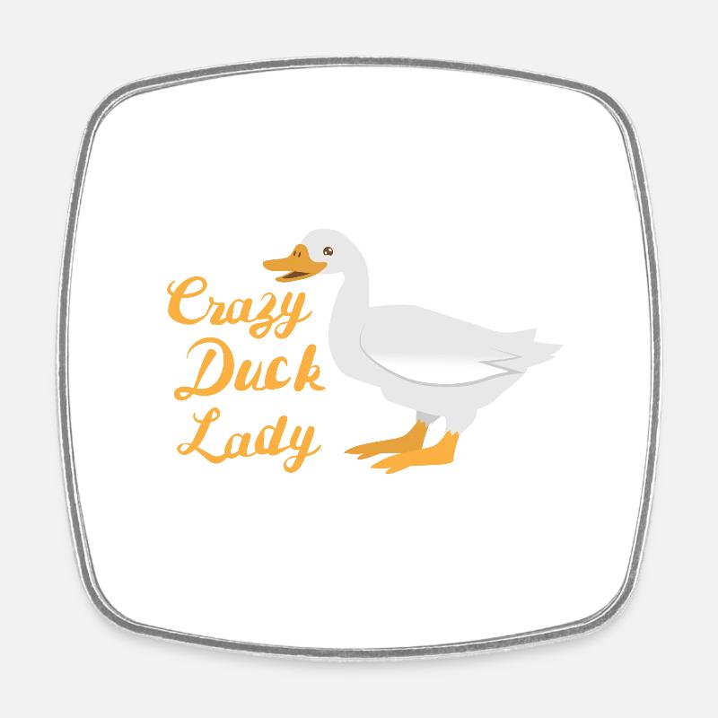 Crazy duck lady (white duck) - Square fridge magnet - white