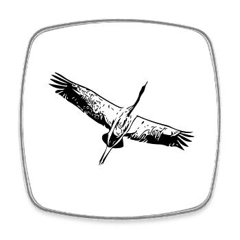 Héron oiseau en vol - Magnet carré - blanc - Devant