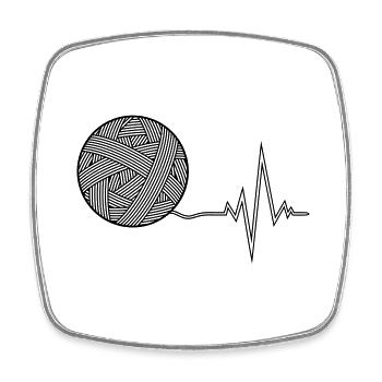 EKG heartbeat wool - Square fridge magnet - white - Front