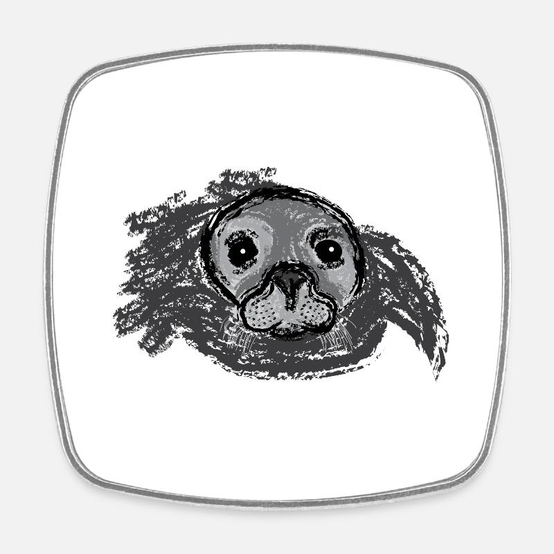 Emerging Seal / Surfacing Seal - Design I - Square fridge magnet - white
