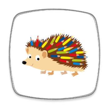 Hedgehog colored pencil - Square fridge magnet - white - Front