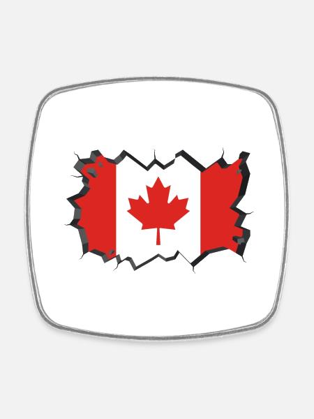 Drapeau du Canada Feuille d'érable Feuille d'érable Canada - Magnet carré - blanc