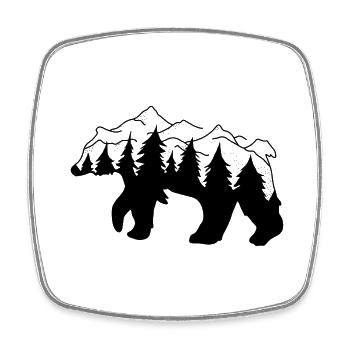 Bear forest mountains - Square fridge magnet - white - Front