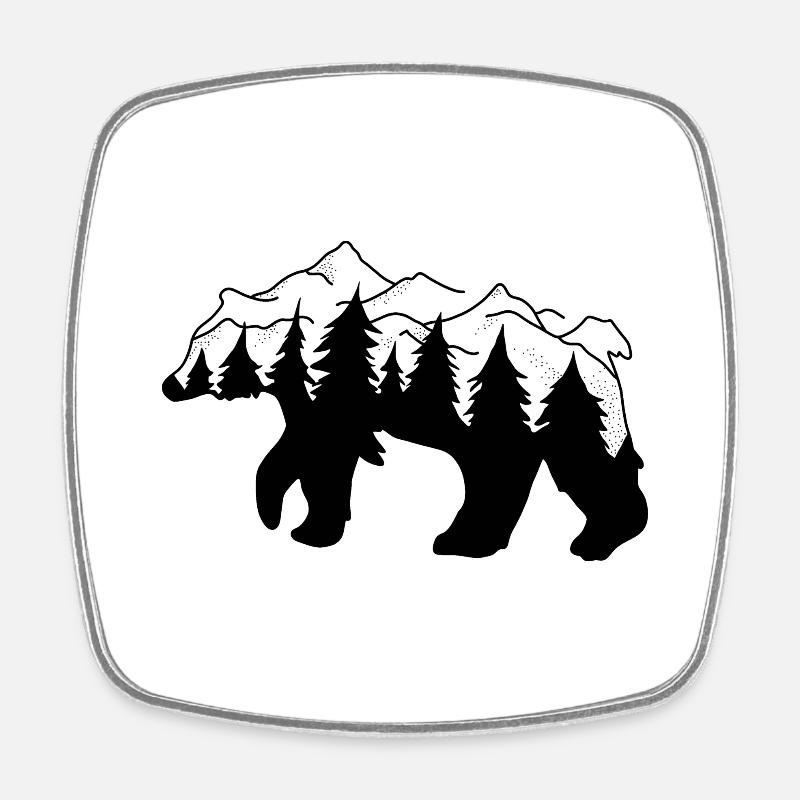 Montagnes de la forêt d'ours - Magnet carré - blanc