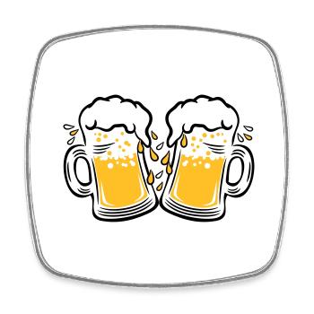02 Deux mesures de gouttes de bière à griller 3c - Magnet carré - blanc - Devant