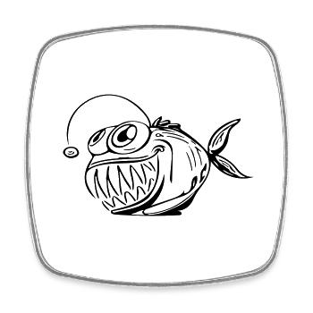 Süßer und knudeliger Angler Fisch - Viereckiger Kühlschrankmagnet - Weiß - Vorne