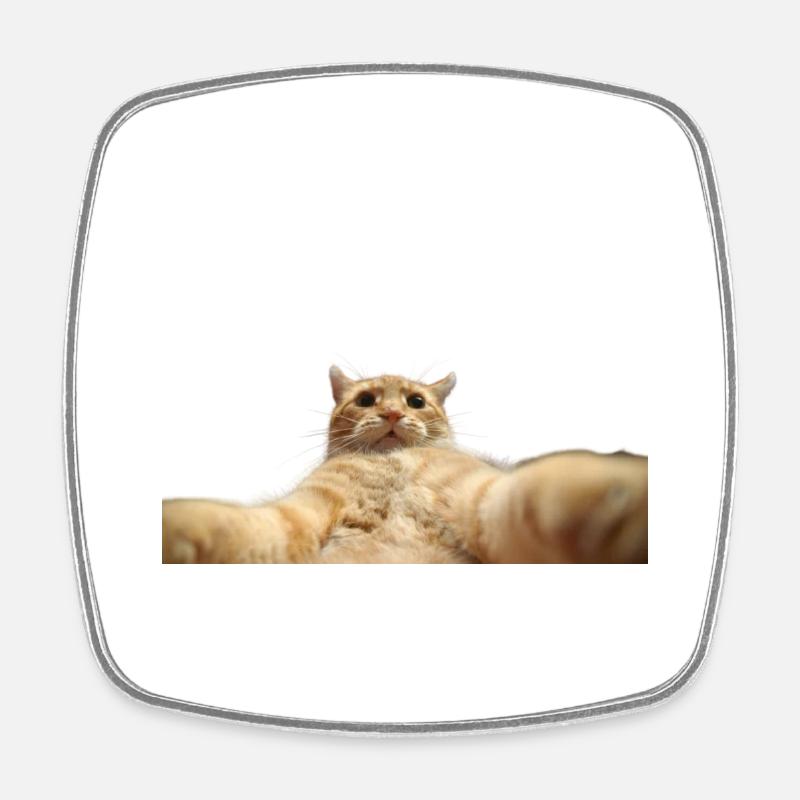 Chat selfie - Magnet carré - blanc