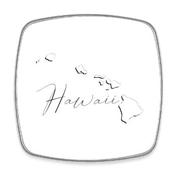 Hawaii State Landkarte als Umriss HI - Viereckiger Kühlschrankmagnet - Weiß - Vorne
