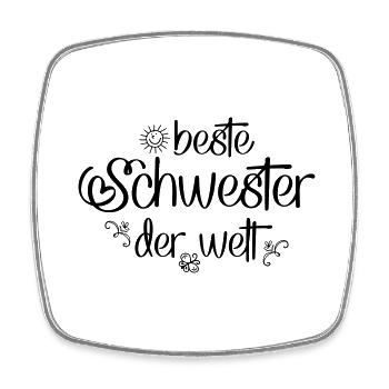 Lustige Schwester - Viereckiger Kühlschrankmagnet - Weiß - Vorne