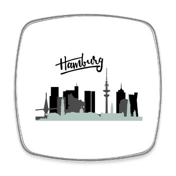 Hamburg skyline - Viereckiger Kühlschrankmagnet - Weiß - Vorne