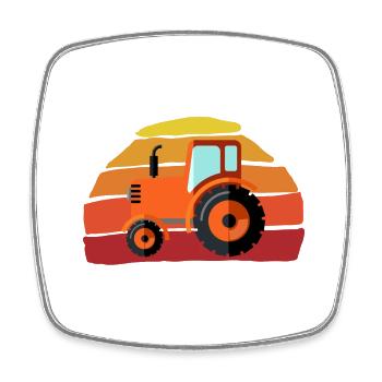 Tracteur - Magnet carré - blanc - Devant