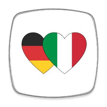 german Italian love with 2 hearts without limits - Square fridge magnet - white - Front