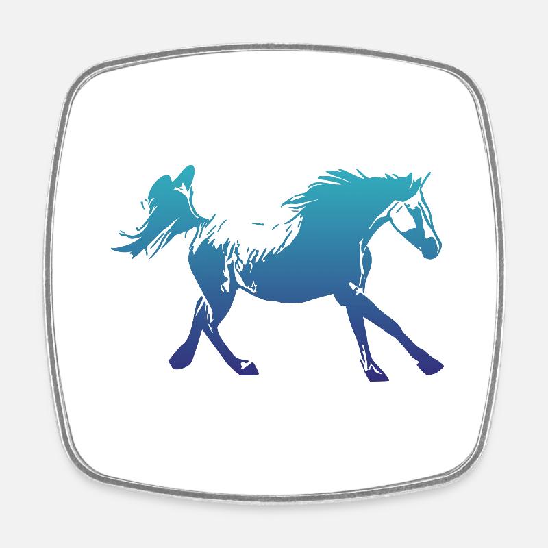 Arabe courant Cheval bleu - Magnet carré - blanc