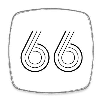 66 - Viereckiger Kühlschrankmagnet - Weiß - Vorne