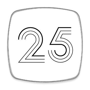 25 - Viereckiger Kühlschrankmagnet - Weiß - Vorne