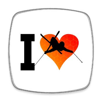 Skiing Skier Women Stunt Ski Skiing - Square fridge magnet - white - Front