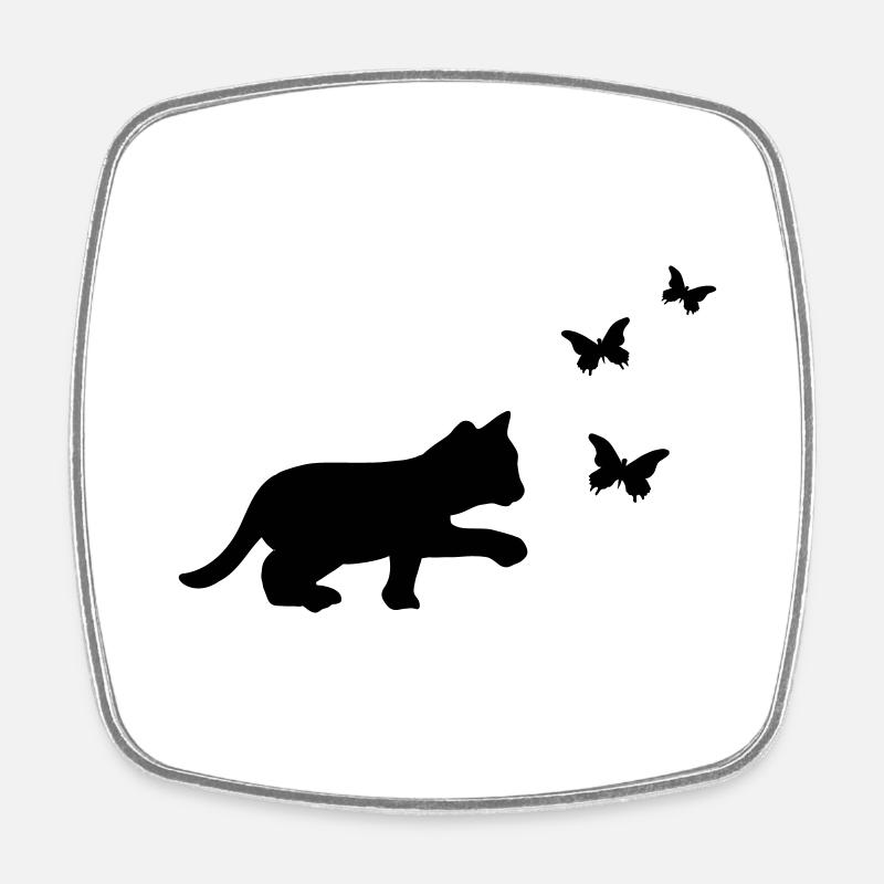 Katze Schmetterling - Viereckiger Kühlschrankmagnet - Weiß