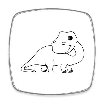 Dinosaur brontosaurus Comic - Square fridge magnet - white - Front