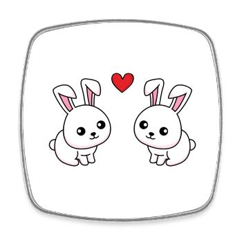 Lapin Comic Couple Amour - Magnet carré - blanc - Devant
