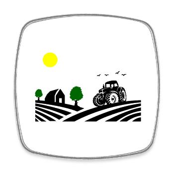 Ferme de tracteurs - Magnet carré - blanc - Devant