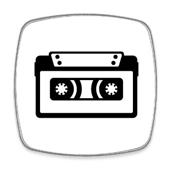 Symbole de cassette - Magnet carré - blanc - Devant