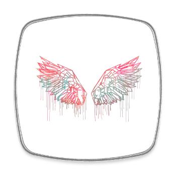 ailes d’ange, ailes, aquarelle, rouge, ailes d’ange - Magnet carré - blanc - Devant