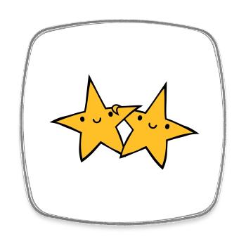 2 Sternchen Paar - Viereckiger Kühlschrankmagnet - Weiß - Vorne