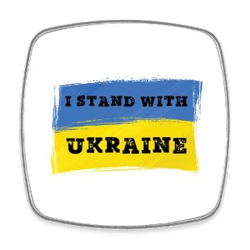 Ich stehe an der Seite der Ukraine - Ukraine - Viereckiger Kühlschrankmagnet - Weiß - Vorne