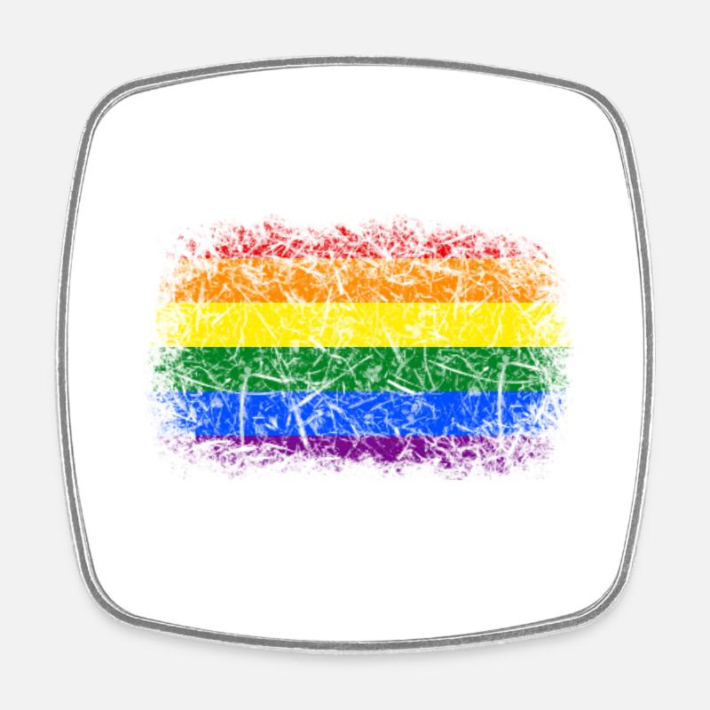 Regenbogenfahne Used Look - Viereckiger Kühlschrankmagnet - Weiß