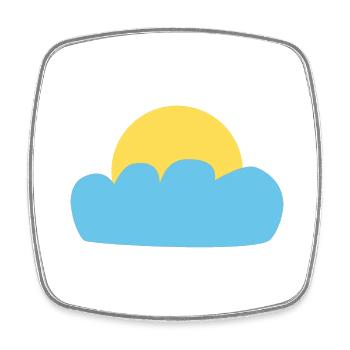 soleil et nuages - Magnet carré - blanc - Devant