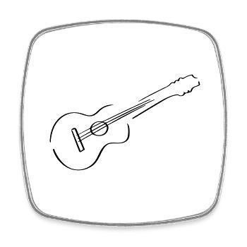 Guitar Line Art - Minimalist - Square fridge magnet - white - Front