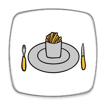 Plate French fries - Square fridge magnet - white - Front