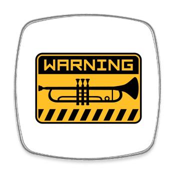 Warning Trumpet Music - Square fridge magnet - white - Front