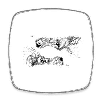 Double lion - Square fridge magnet - white - Front