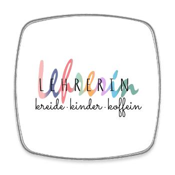 Lustiges Lehrerin Kreide Kinder Koffein Geschenk - Viereckiger Kühlschrankmagnet - Weiß - Vorne