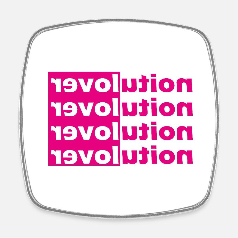 revolution lover - Square fridge magnet - white