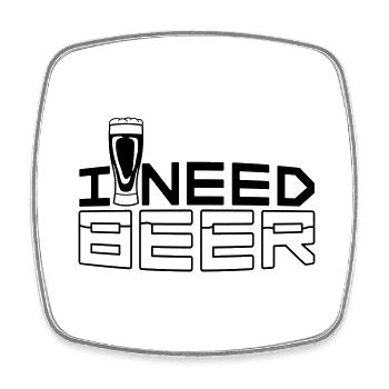 J’ai besoin de bière - Magnet carré - blanc - Devant