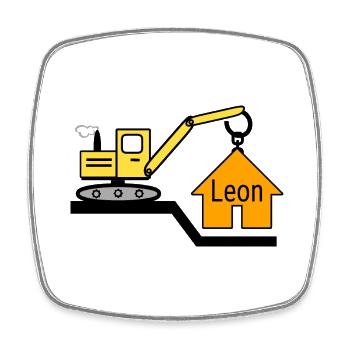 Bagger - Viereckiger Kühlschrankmagnet - Weiß - Vorne