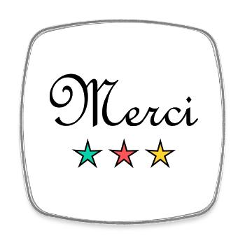 MERCI. THANKS. THANK YOU. ANNIVERSAIRE. NAISSANCE. - Magnet carré - blanc - Devant