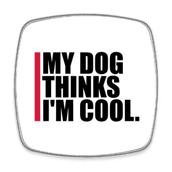 Dog thinks in the cool - Square fridge magnet - white - Front