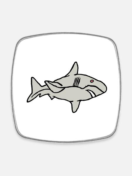 Poisson Requin Prédateur Eau Graffiti Océan - Magnet carré - blanc