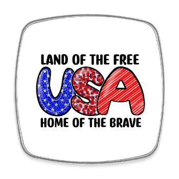 Land Of Free Home Of Brave - Square fridge magnet - white - Front