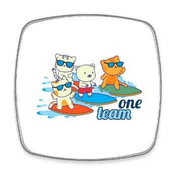 team familie katze surfen bachelorette party tier - Viereckiger Kühlschrankmagnet - Weiß - Vorne