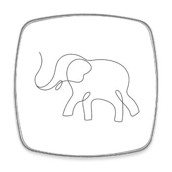Éléphant - Magnet carré - blanc - Devant