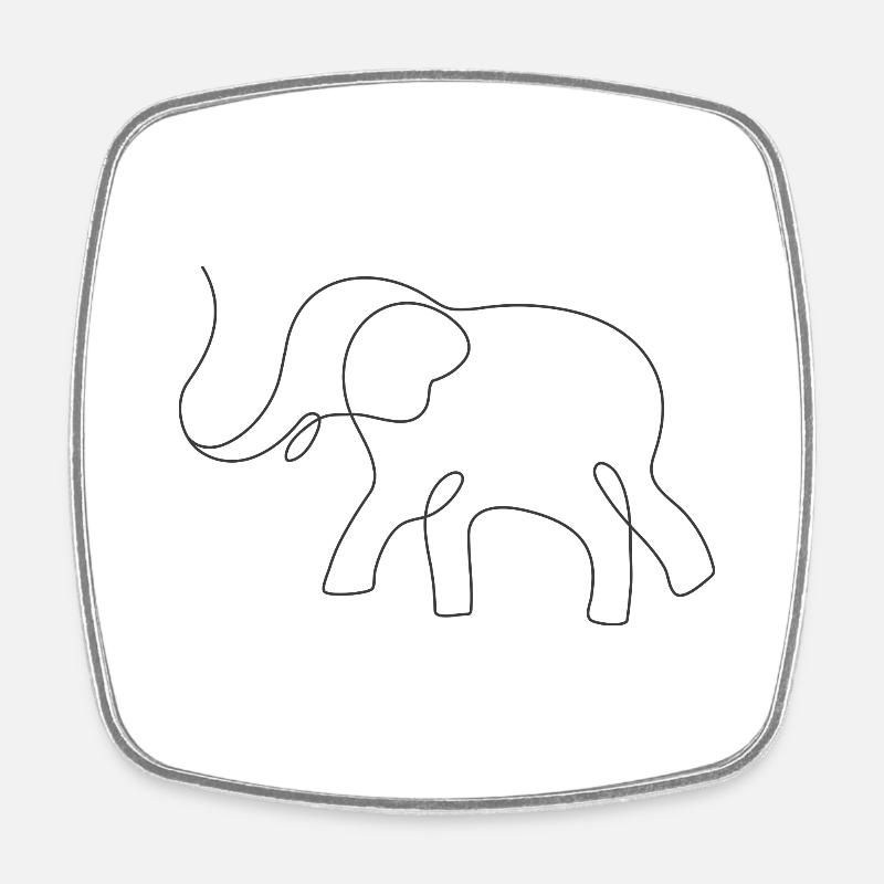 Elefant - Viereckiger Kühlschrankmagnet - Weiß