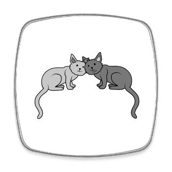 2 aiment les chats mignons - Magnet carré - blanc - Devant