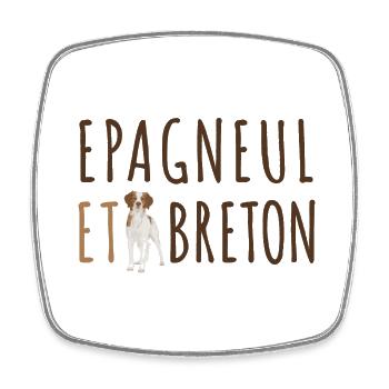 Chien Epagneul et breton - Magnet carré - blanc - Devant
