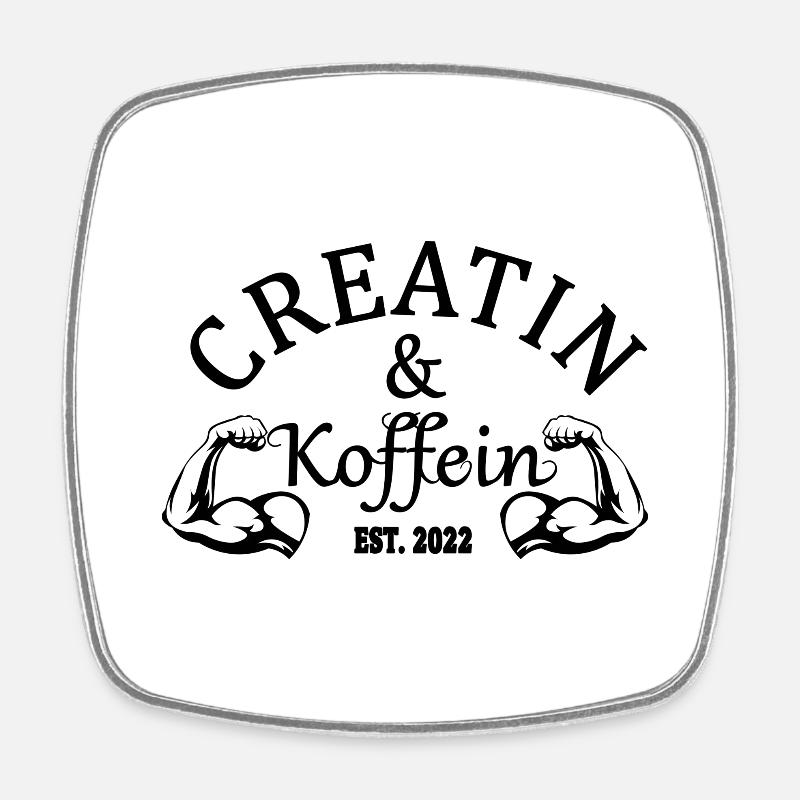 CREATINE u CAFFEINE - Square fridge magnet - white