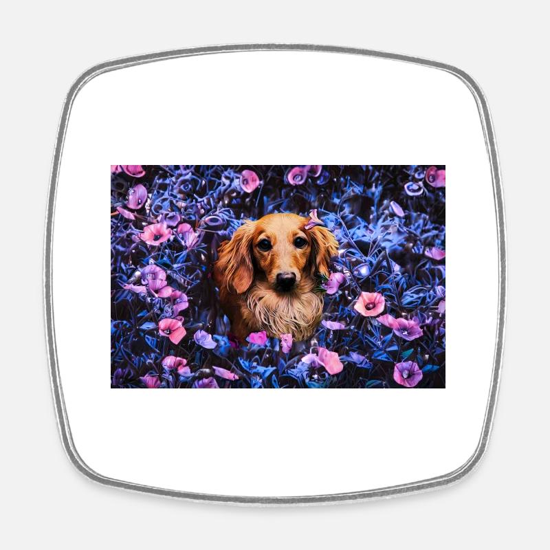 jolie chien perdu dans le jardin de minuit - Magnet carré - blanc